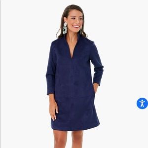 Navy Suede Three Quarter Sleeve Clifton Dress
